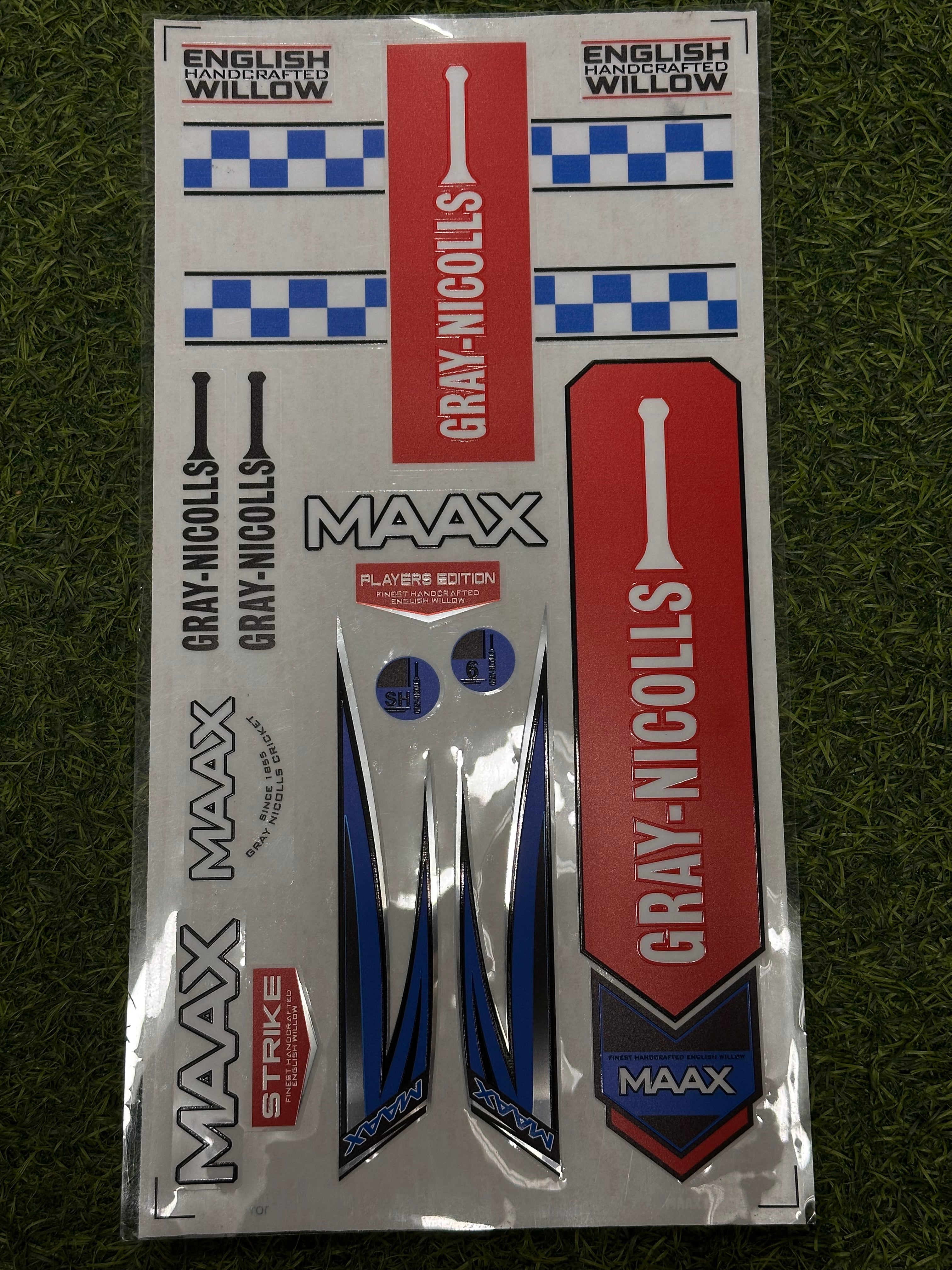 GRAY NICOLLS MAAX BLUE REFURBISHED BAT STICKER
