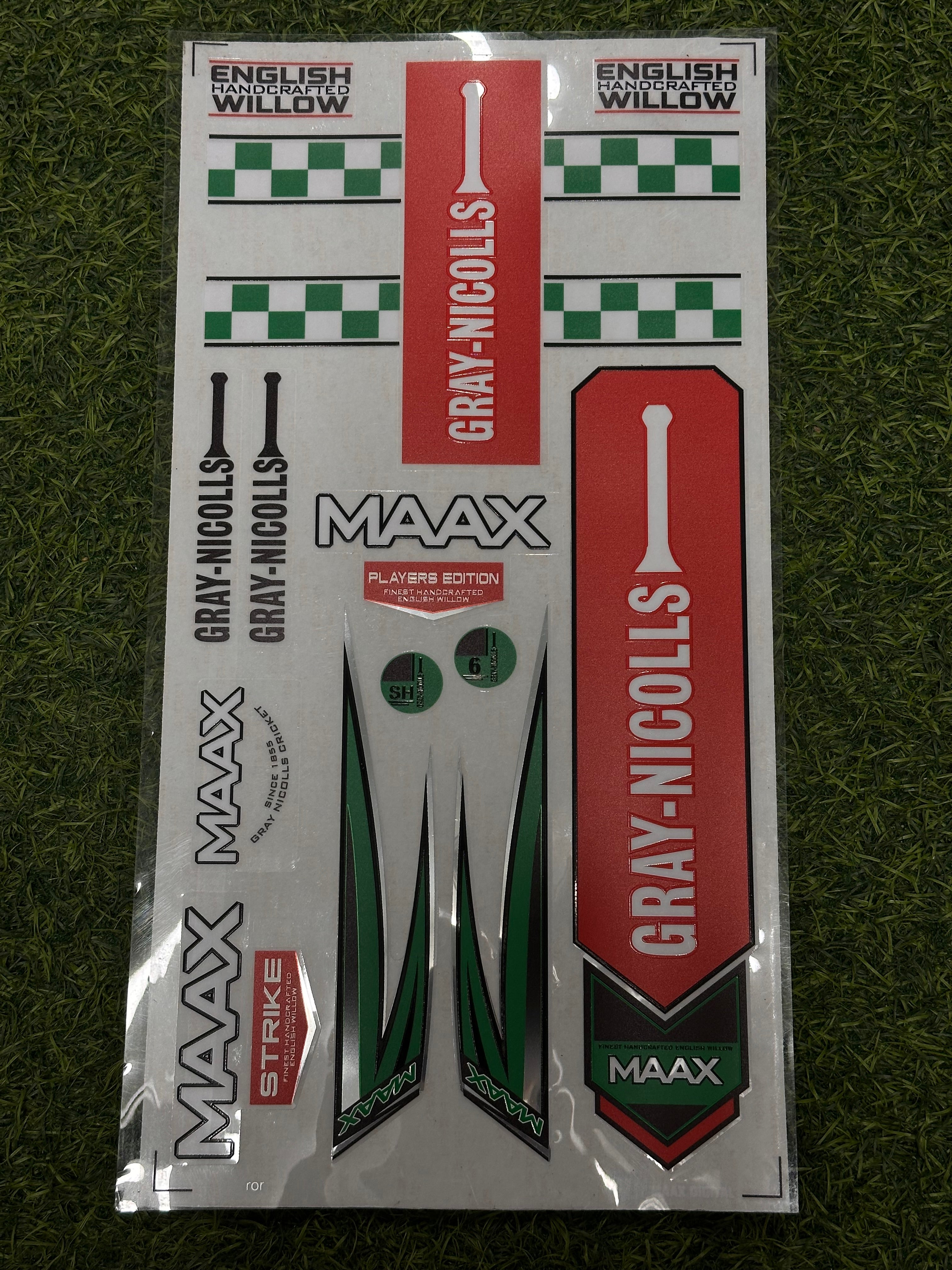 GRAY NICOLLS MAAX GREEN REFURBISHED BAT STICKER